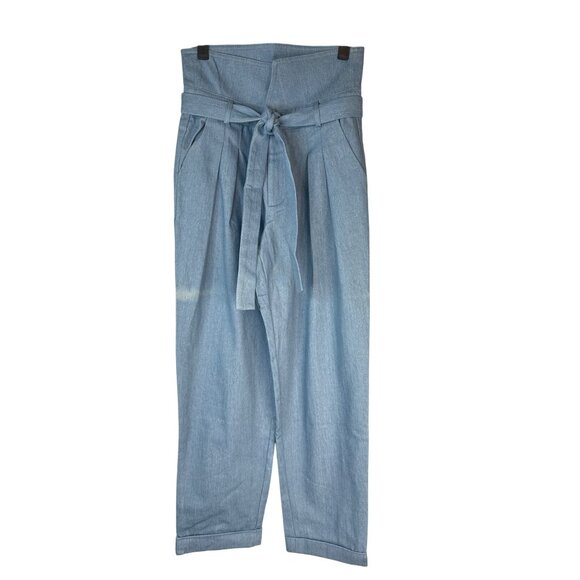2/$30 NWT Choosy Size 4 Light Blue High-Waisted Tie-Belted Light Denim Pants - Picture 1 of 15